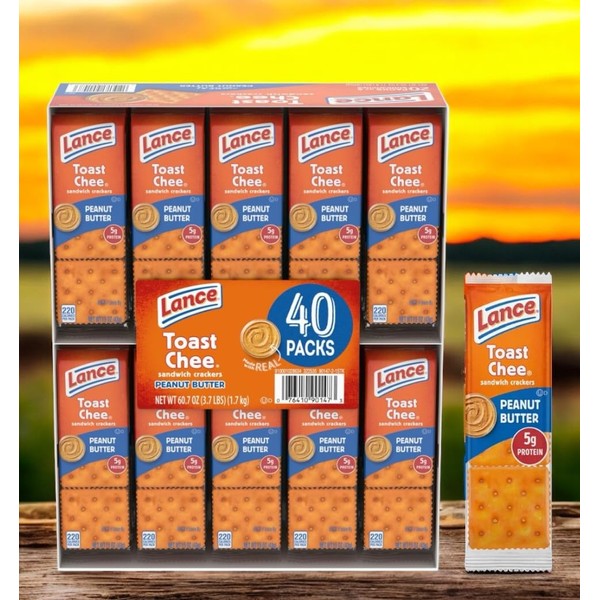 Peanut Butter Sandwich Crackers – 40 Packs with Real Peanut