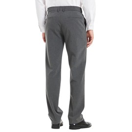 Plaid&Plain Men's Straight Fit Elastic Waistband Dress Pants in Grey 9802-Grey-31WX34L