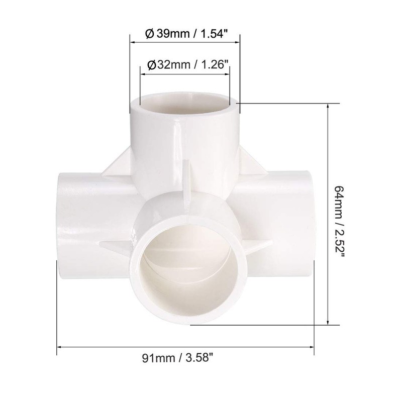 sourcing map 4 Way Elbow PVC Pipe Fitting Furniture Grade