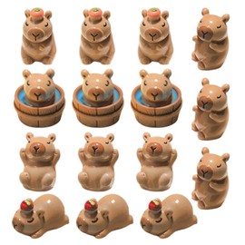 UOPJDD 18 Mini Capybara Ornaments, Cute Cartoon Animals, Creative Resin Ornaments, Funny Desktop Decoration, DIY Garden Dollhouse Small Toy