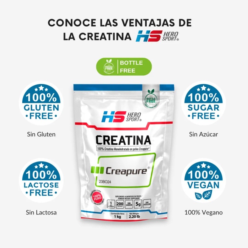 Hero Sport Creatina Monohidratada Creapure 1 Kg. 100% Pura Sabor