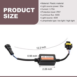 Zeathery H11/H8/H9 LED Bulb Failure Decoder, Wire-free Plug-in Anti-flicker Radio Stereo LED Filter Driver, Repair Modification Accessories, Universal for Most Cars (Black)