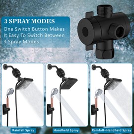 Voolan Filtered Shower Head Set, High Pressure Rain Shower with Handheld Showerhead Combo, Self-adhesive Holder/59" Hose, 20 Stage Filter Removes Chlorine and Harmful Substances (Square,Black)