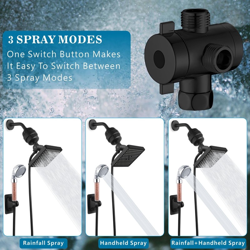 Voolan Filtered Shower Head Set, High Pressure Rain Shower with