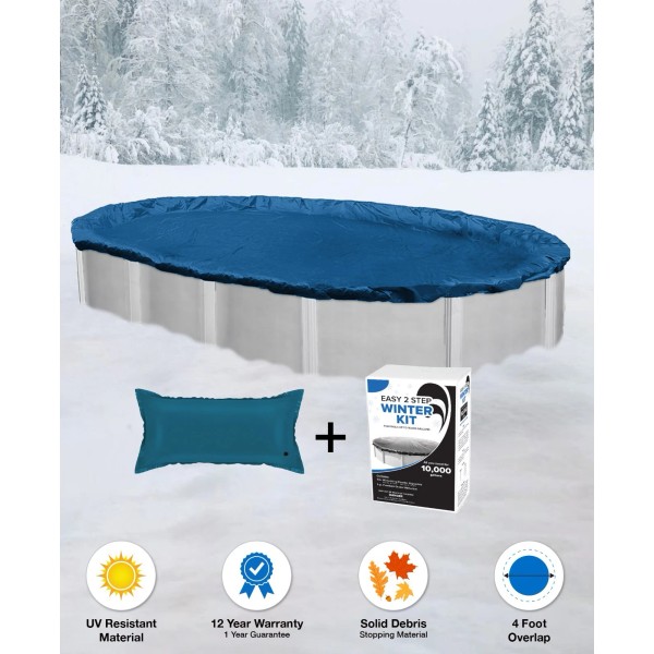 Unbranded 16'x25' Oval Above Ground Winter Pool Cover + 4x8