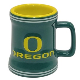 Boelter Brands Collegiate Shot Glass shaped like a Mini Mug, Sculpted Raised Logo, 2oz (Oregon Ducks)