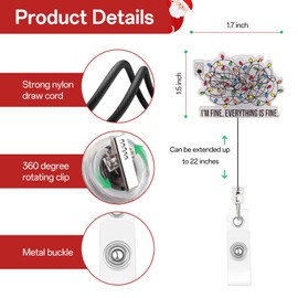 Kimoli Funny and Cute Nurse Badge Reel I'm Fine. Everything is Fine Nursing Badge Reel Retractable Id Card Holder with Clip for Doctor Medical Worker Rn Healthcare Nurse Christmas Gifts