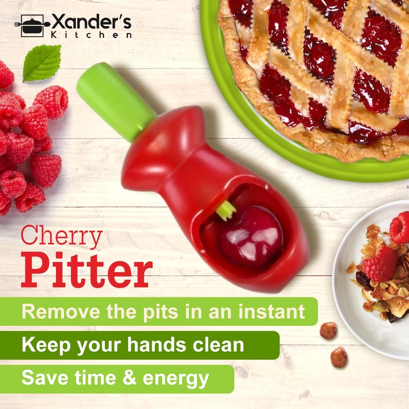 Xander’s Kitchen Cherry Pitter – Manual Cherry Pitter Tool –