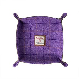 TAILORMAP Harris Tweed Wool Valet Tray - Handcrafted Desk Organizer with Brass Snaps,Versatile Storage for Keys, Coin, Jewelry, and More