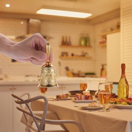 Hand Call Bell Extra Loud Solid Brass Call Bell for Ringing at Wedding, Hand Bells for Seniors Bedside, Teacher Classroom Bell, Dinner Bell, Tibetan Bells, Meditation Bell