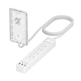 LIDER Surge Protected Outlet Extender, 4-Outlet Power Strip, 21W USB Type-A, and 2 USB Type-C Port, Ultra-Thin Wall Plate Plug with Cord Extender, Flat-Face, Slim Design, 5ft Cord, 720 Joules, White