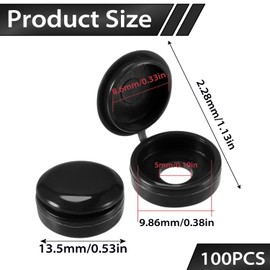 100 PCS Black Plastic Hinged Screw Cover Caps,Screw Snap Covers Washer Flip，Plastic Folding Snap Caps Snap-on Replacement Screw Decorative Covers for Protection