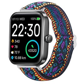 Lamshaw Stretch Elastics Nylon Adjustable Replacement Strap Accessories Compatible for SKG V7 Smart Watch/TOZO S2 44mm Watch/Boean, GGZZ, Dirrelo, Fitpolo FVYAO ID207 Veryfit 1.69 smartwatch