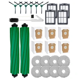 iRobacc 28 Pcs Accessories Set for iRobot Roomba Plus 405/505/507 Combo Robot Vacuum Cleaner: 2 Main Brushes, 6 Side Brushes, 4 HEPA Filters,8 Dust Bags, 6 Mop Pads, 2 Cleaning Brushes