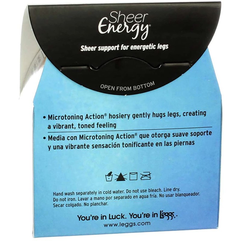 L'eggs Women's Sheer Energy Toe Pantyhose, Jet Black, Q