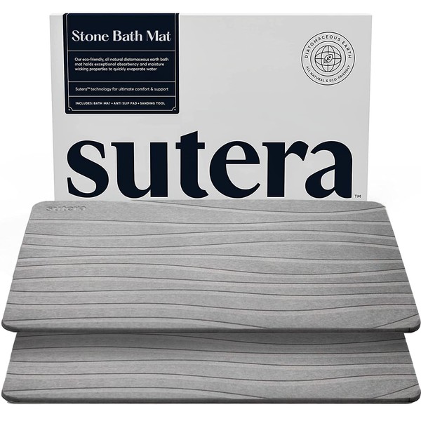 SUTERA - Stone Bath Mat, Diatomaceous Earth Shower Mat, Non-Slip