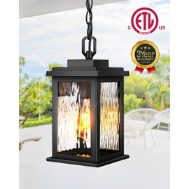 VIANIS Outdoor Pendant Light Fixtures, Black Outdoor Ceiling Lights for Porch with Waterproof, Anti-Rust Porch Lights Exterior Ceiling Fixtures for House