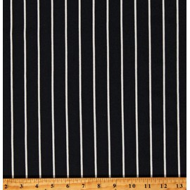 Pinstripe White on Black Athletic Jersey Baseball Uniform 60" Wide Double Knit Fabric by The Yard (D331.25)