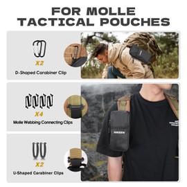 Hikeen X-Pac Tactical Molle Phone Pouch for Smartphone, Weatherproof Durable Backpack Strap Pouch with Carabiner, Molle Backpack Phone Holder Fit Outdoor/Hiking/Climbing-2pcs