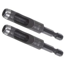 Kozelo 2pcs Leather Hole Punch Tool - [5/16" x 1/4" Shank] Extension Hex Shank Drill Bit Carbon Steel Hollow Puncher for Fabric Leathercraft Belts Use, 106mm Length