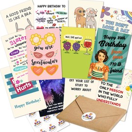 FALIMITLESS Funny Birthday cards for Women – Hilarious Greeting Card Set with Envelopes & Stickers – Sarcastic, Relatable Humor for Best Friends, Sisters, Coworkers – 12 Pack