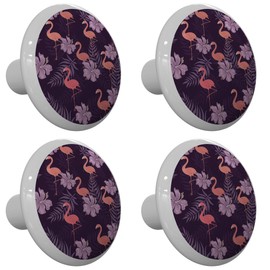 Gotham Decor Set of 4 Palm Tree Flamingo Ceramic Drawer Knobs