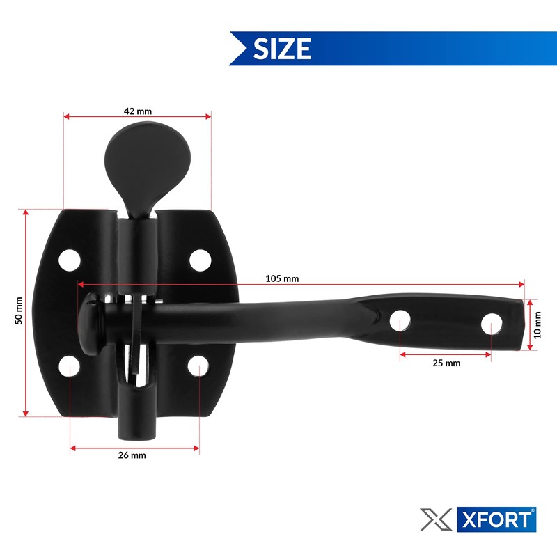 XFORT® Black Auto Gate Latch, Garden Gate Latch, Door Catch,