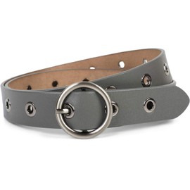 styleBREAKER 03010103 Women's Leather Belt with Rivets and Shiny Surface, Real Leather, Can Be Shortened, gray