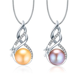 Salanda Single Pearl Necklace for Women, White Dainty CZ Pearl Drop Pendant Necklace| Elegant adjustable Chain Necklace| 18k Silver Plated Pearl Necklace for Women, mm, Pearl, Pearl