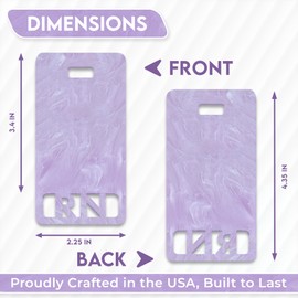 RN Badge Buddy Vertical Cute Registered Nurse Badge Buddy Colorful and Glitter Acrylic RN Card Perfect Size for Standard Nursing ID (Purple Clouds)