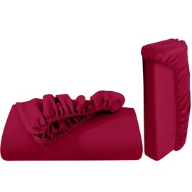 IR Imperial Rooms Fitted Sheet Queen Size - 2 Pack Premium 1800 Ultra-Soft Wrinkle and Fade Resistant Brushed Microfiber Fitted Sheets 360° All Around Elastic 16" Deep Pocket (Red)