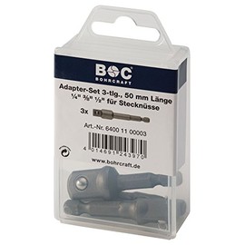 Bohrcraft Bit Adaptor Set 3 Pcs. (1/4 3/8 1/2 Inch – 50 mm – Pack of 1 64001100003