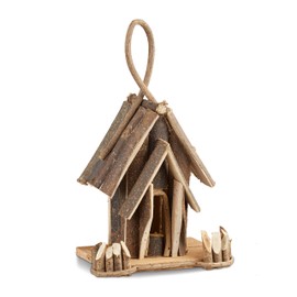 Relaxdays Decorative Birdhouse, Wooden Hanging Bird House, Handmade Nesting Box, Natural