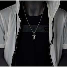 COOLSTEELANDBEYOND Mens Stainless Steel Arrowhead Pendant Necklace, Engraved Tribal Eagle, Nordic Viking Warrior Amulet