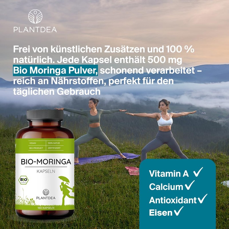 PlantDEA Organic Moringa Capsules I 3000 mg Daily Dose I