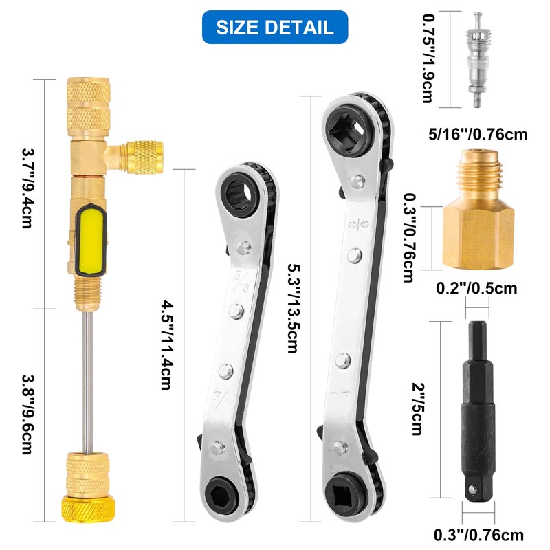 Valve Core Remover Installer Tool & HVAC Service Wrench Set