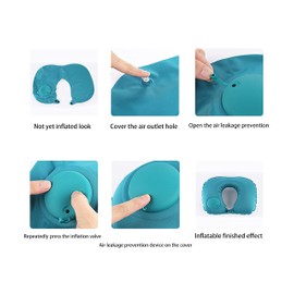 Inflatable Travel Pillow Manual pressurized Automatic Inflatable Pillow U-Shaped Light Blue Breathable Comfortable Pillow core Cervical Lumbar Office Rest Travel The Best Gift