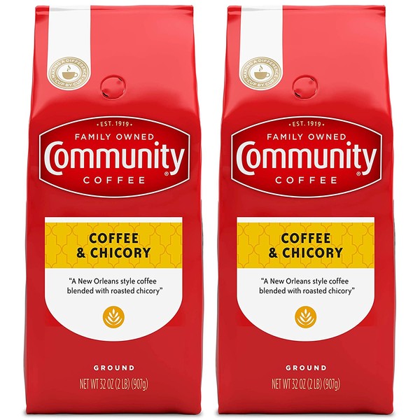 Community Coffee Ground Coffee & Chicory Blend, 32 Ounces (Pack of 2)