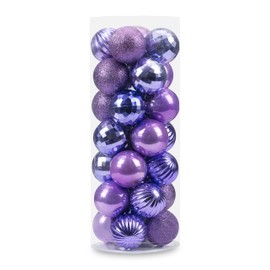 AUXO-FUN 1.57" 28ct shatterproof Christmas Ball Ornaments in 4 Classic finishes for Christmas Tree Decoration (Lavender)