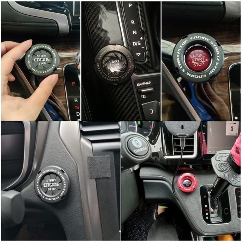 Car Push Start Button Cover Spin Engine Start Stop Button