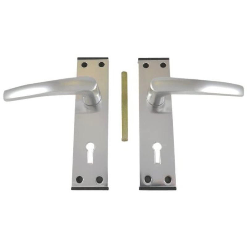 Merriway BH00359 Aluminium Door Handle Lock Set with Black Trim,