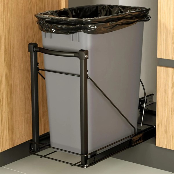 Chenthrall Adjustable Under Cabinet Trash Can Organizer with Soft Close