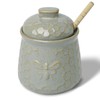 QUXIJA Ceramic Honey Jar with Dipper and Lid 10oz, Honey