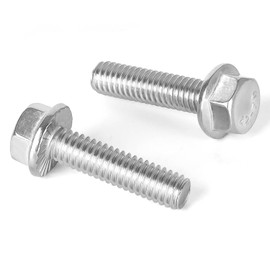 5/16-18 x 1" (15 PCS) Flanged Hex Head Bolts, Flange Washer Head Hexagon Screws, 18-8 Stainless Steel (304), Plain Finish, Full Thread