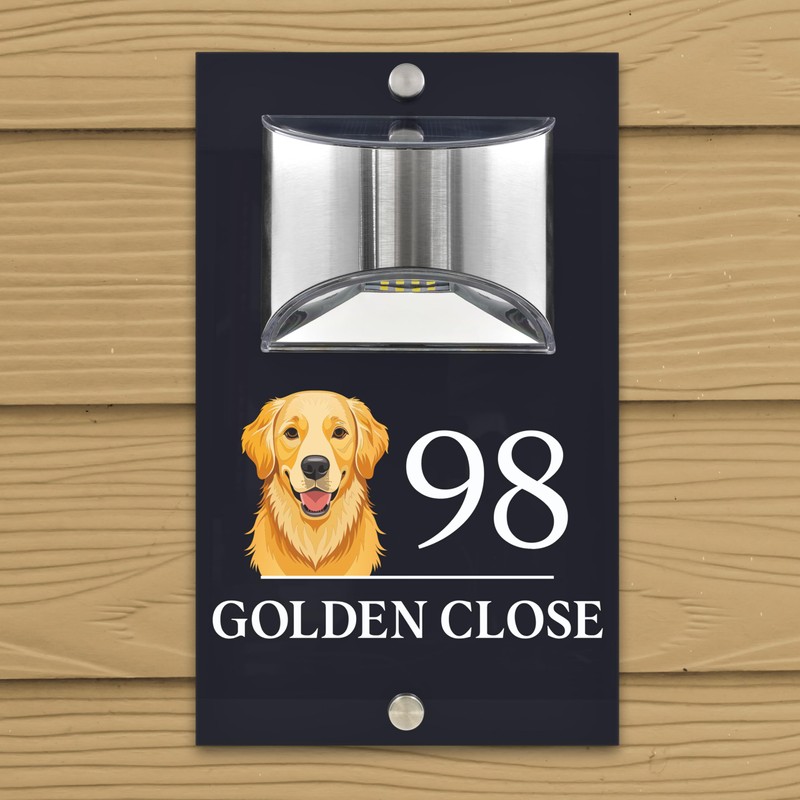 Custom Signs Solar Illuminated Modern Anthracite House Number Sign 24cm