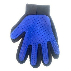 Pet Grooming Glove for Hair Removal and Massage, Right Hand, Blue and Black