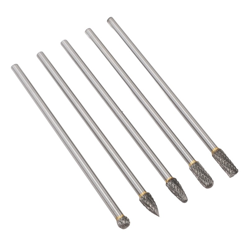 5pcs Rotary Tool Carbide Burr Set 150mm Double Grain Long