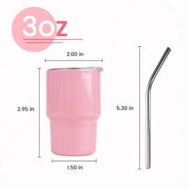 VakerZon 3oz Stainless Steel Car Cup, 1pc Portable Colorful Coffee Cup Shot Glass With Straw and Lid, Small Water Bottle For Party Wedding Outdoor Camping Travel (Green)