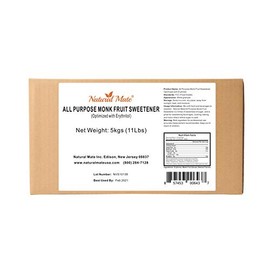 Monk Fruit Zero Calorie Sweetener (2x Sugar Sweet, Original), 5kg/11Lbs- Granular Powder Blended with Erythritol - Sweet Natural Alternative to Xylitol and Stevia - Sugar Replacement for Keto, Paleo, Low GI