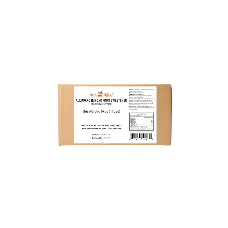 Monk Fruit Zero Calorie Sweetener (2x Sugar Sweet, Original), 5kg/11Lbs-